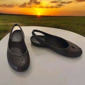 Crocs Womens Sandals Size 8 ~ Olivia II ~ Iconic Comfort ~Brown Slingback